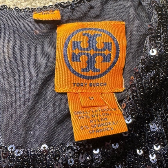 Tory Burch Sequin T-Shirt Mini Dress in Midnight Navy Blue Size Medium EUC - Picture 5 of 10